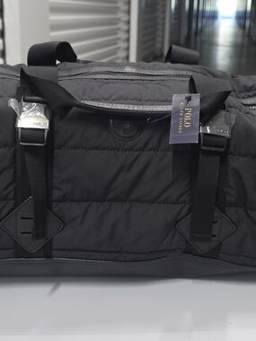Polo by Ralph Lauren Quilted Black Duffel with Leather Bottom